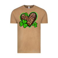 St Patricks Day Leopard Heart With Shamrocks Vintage Tee | Teevron