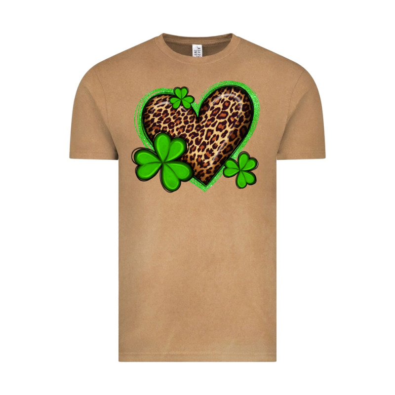 St Patricks Day Leopard Heart With Shamrocks Vintage Tee by Artiststas | Teevron