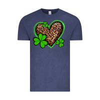 Vintage Denim st patricks day leopard heart with shamrocks Vintage Tee - Artiststas