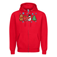 Red christmas gingerbread cookies Zipper Hoodie - Zillion Design Studio