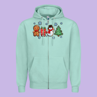 Christmas Gingerbread Cookies Zipper Hoodie Designed By Zillion Design Studio