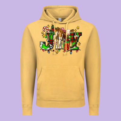 Joy With Baby Cow And Christmas Gifts Mistletoe Vintage Hoodie Designed By Adodesignshop
