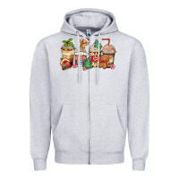 Heather Grey christmas gingerbread coffee cups Zipper Hoodie - Zillion Design Studio