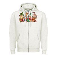 Oatmeal Heather christmas gingerbread coffee cups Zipper Hoodie - Zillion Design Studio