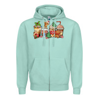Seafoam christmas gingerbread coffee cups Zipper Hoodie - Zillion Design Studio
