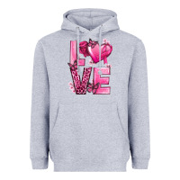 Heather Grey Love Cancer with Heart Heavyweight Hoodie - texasbilliewilder