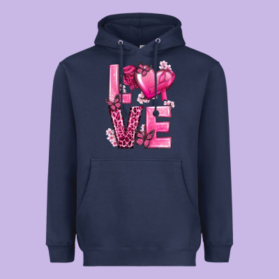 Love Cancer With Heart Heavyweight Hoodie Designed By Texasbilliewilder