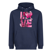 Navy Love Cancer with Heart Heavyweight Hoodie - texasbilliewilder