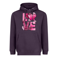 Plum Love Cancer with Heart Heavyweight Hoodie - texasbilliewilder