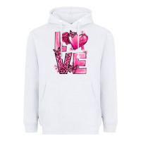 White Love Cancer with Heart Heavyweight Hoodie - texasbilliewilder