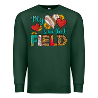 Sports Green my heart is on that field baseball Premium Sweatshirt - HRA Design Shop