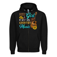 Black just a girl who loves country music Zipper Hoodie - texasbilliewilder