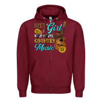Burgundy just a girl who loves country music Zipper Hoodie - texasbilliewilder
