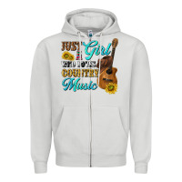 Dove Grey just a girl who loves country music Zipper Hoodie - texasbilliewilder