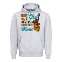 Heather Grey just a girl who loves country music Zipper Hoodie - texasbilliewilder