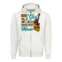 Oatmeal Heather just a girl who loves country music Zipper Hoodie - texasbilliewilder