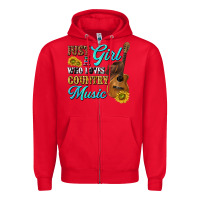 Red just a girl who loves country music Zipper Hoodie - texasbilliewilder