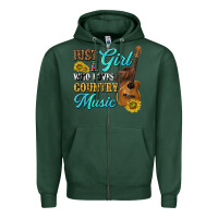 Sports Green just a girl who loves country music Zipper Hoodie - texasbilliewilder