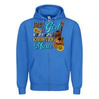 True Royal just a girl who loves country music Zipper Hoodie - texasbilliewilder
