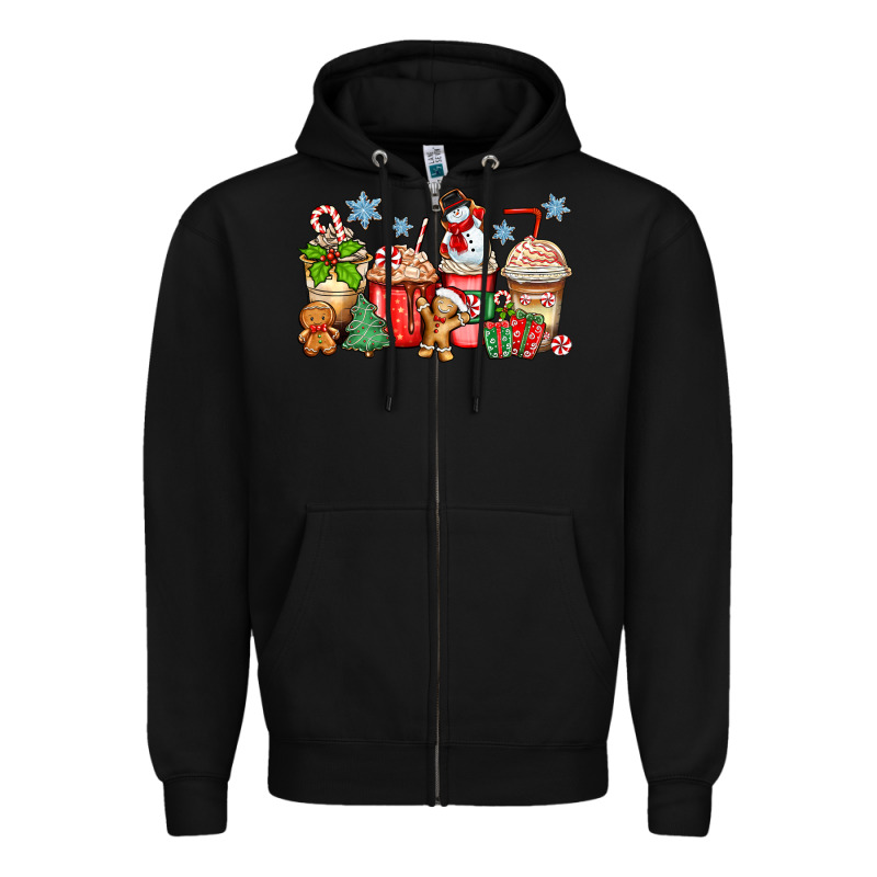 Christmas Coffee Cups Zipper Hoodie by Zillion Design Studio | Teevron