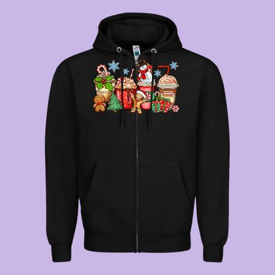 Christmas Coffee Cups Zipper Hoodie Designed By Zillion Design Studio