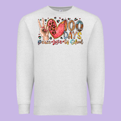 Peace Love 100 Days Of School Premium Sweatshirt Designed By Racoondesign