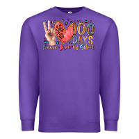 Purple peace love 100 days of school Premium Sweatshirt - RacoonDesign