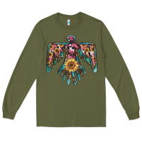 Army Green pinky western sunflower thunderbird Long Sleeve Tee - BarkalooDesign