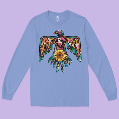Pinky Western Sunflower Thunderbird Long Sleeve Tee Designed By Barkaloodesign