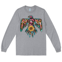 Heather Grey pinky western sunflower thunderbird Long Sleeve Tee - BarkalooDesign
