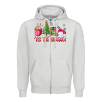 Dove Grey 'tis the season pink christmas Zipper Hoodie - Zillion Design Studio