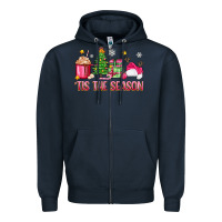 Navy 'tis the season pink christmas Zipper Hoodie - Zillion Design Studio