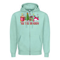Seafoam 'tis the season pink christmas Zipper Hoodie - Zillion Design Studio