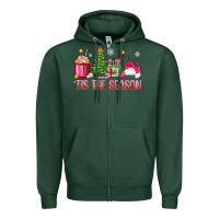 Sports Green 'tis the season pink christmas Zipper Hoodie - Zillion Design Studio