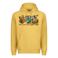 Antique Gold peace love longhorn heifer Premium Hoodie - LillyAllenDesigns