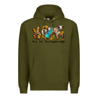 Army Green peace love longhorn heifer Premium Hoodie - LillyAllenDesigns