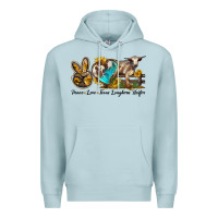 Blue Mist peace love longhorn heifer Premium Hoodie - LillyAllenDesigns
