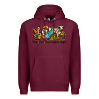 Burgundy peace love longhorn heifer Premium Hoodie - LillyAllenDesigns