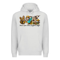 Dove Grey peace love longhorn heifer Premium Hoodie - LillyAllenDesigns