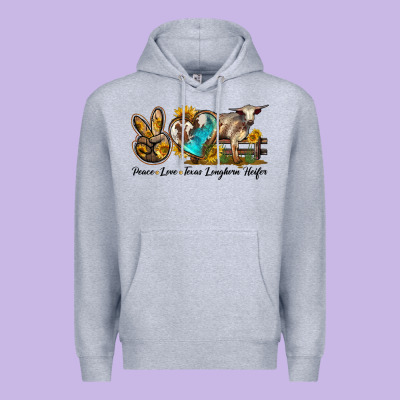 Peace Love Longhorn Heifer Premium Hoodie Designed By Lillyallendesigns