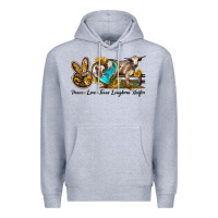 Heather Grey peace love longhorn heifer Premium Hoodie - LillyAllenDesigns