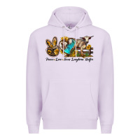 Lilac peace love longhorn heifer Premium Hoodie - LillyAllenDesigns