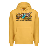 Mustard peace love longhorn heifer Premium Hoodie - LillyAllenDesigns
