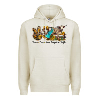 Oatmeal Heather peace love longhorn heifer Premium Hoodie - LillyAllenDesigns