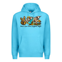 Ocean Blue peace love longhorn heifer Premium Hoodie - LillyAllenDesigns
