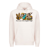 Pale Pink peace love longhorn heifer Premium Hoodie - LillyAllenDesigns