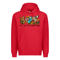 Red peace love longhorn heifer Premium Hoodie - LillyAllenDesigns