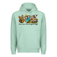 Seafoam peace love longhorn heifer Premium Hoodie - LillyAllenDesigns
