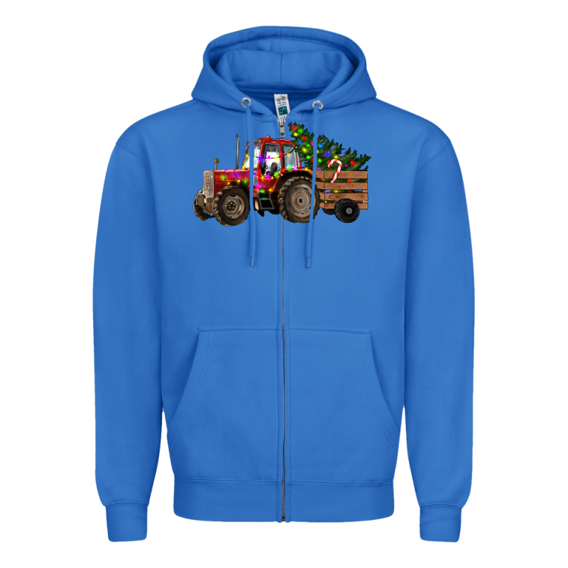 Christmas Farm Tractor Zipper Hoodie by RanaPortraitStore | Teevron
