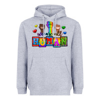 Heather Grey we are all human Heavyweight Hoodie - Zillion Design Studio